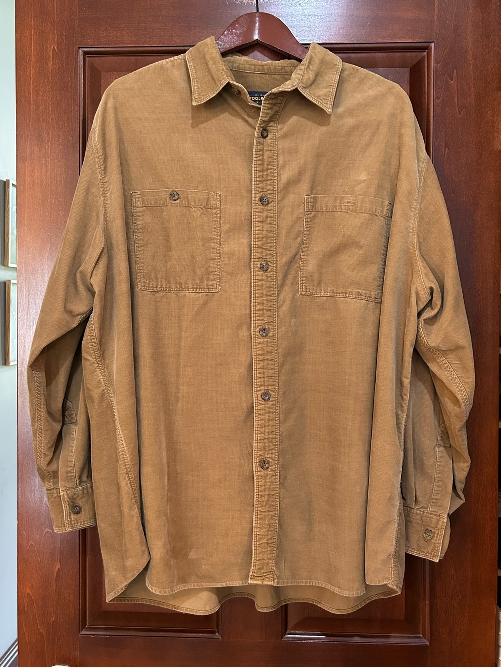 Woolrich XL Brown Corduroy Button Front Shirt Cotton Outdoor Workwear Men